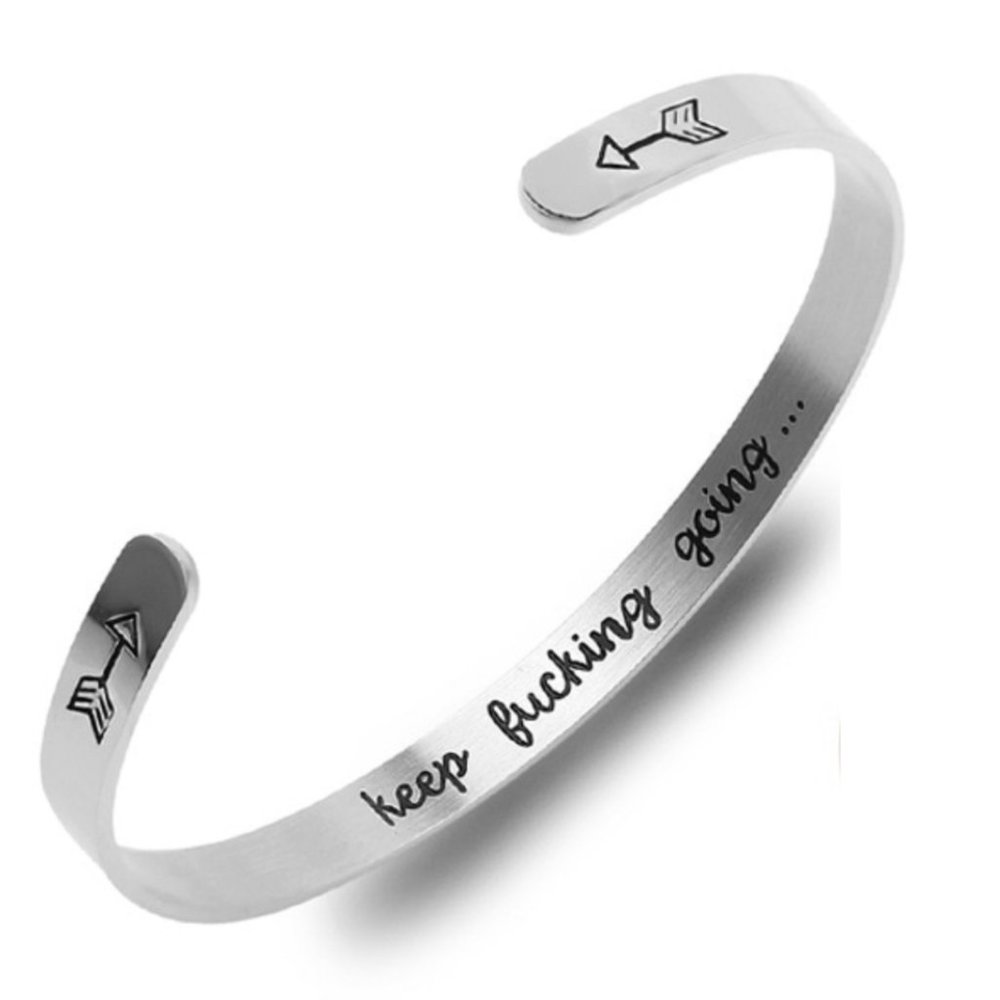 Silver "Keep F*cking Going" Bangle